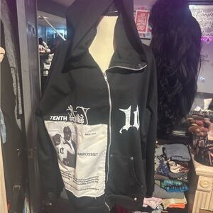 NWOT Black Graphic Hooded Jacket